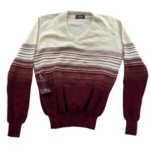 NWT Vintage Atrium Womens Sweater Small Pullover V-Neck Sweater Striped Cozy